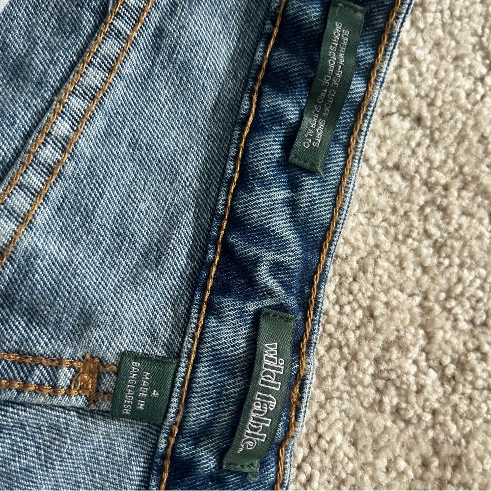 Wild Fable Super High Rise Cut off Blue Distressed Jean Shorts - Picture 3 of 4